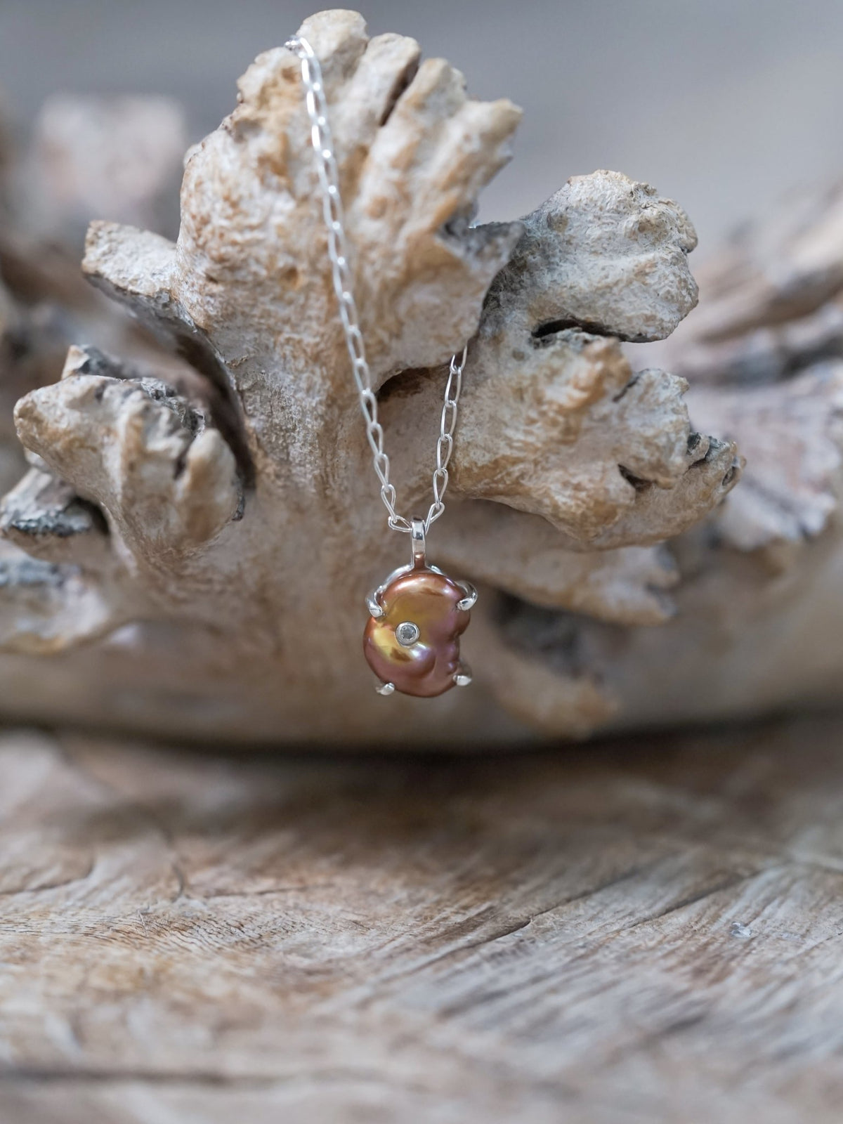 Keshi Pearl and Diamond Necklace - Gardens of the Sun | Ethical Jewelry