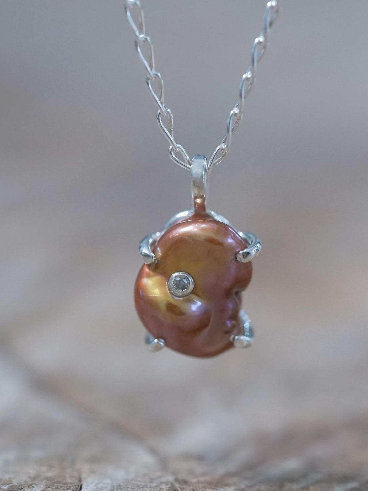 Keshi Pearl and Diamond Necklace - Gardens of the Sun | Ethical Jewelry