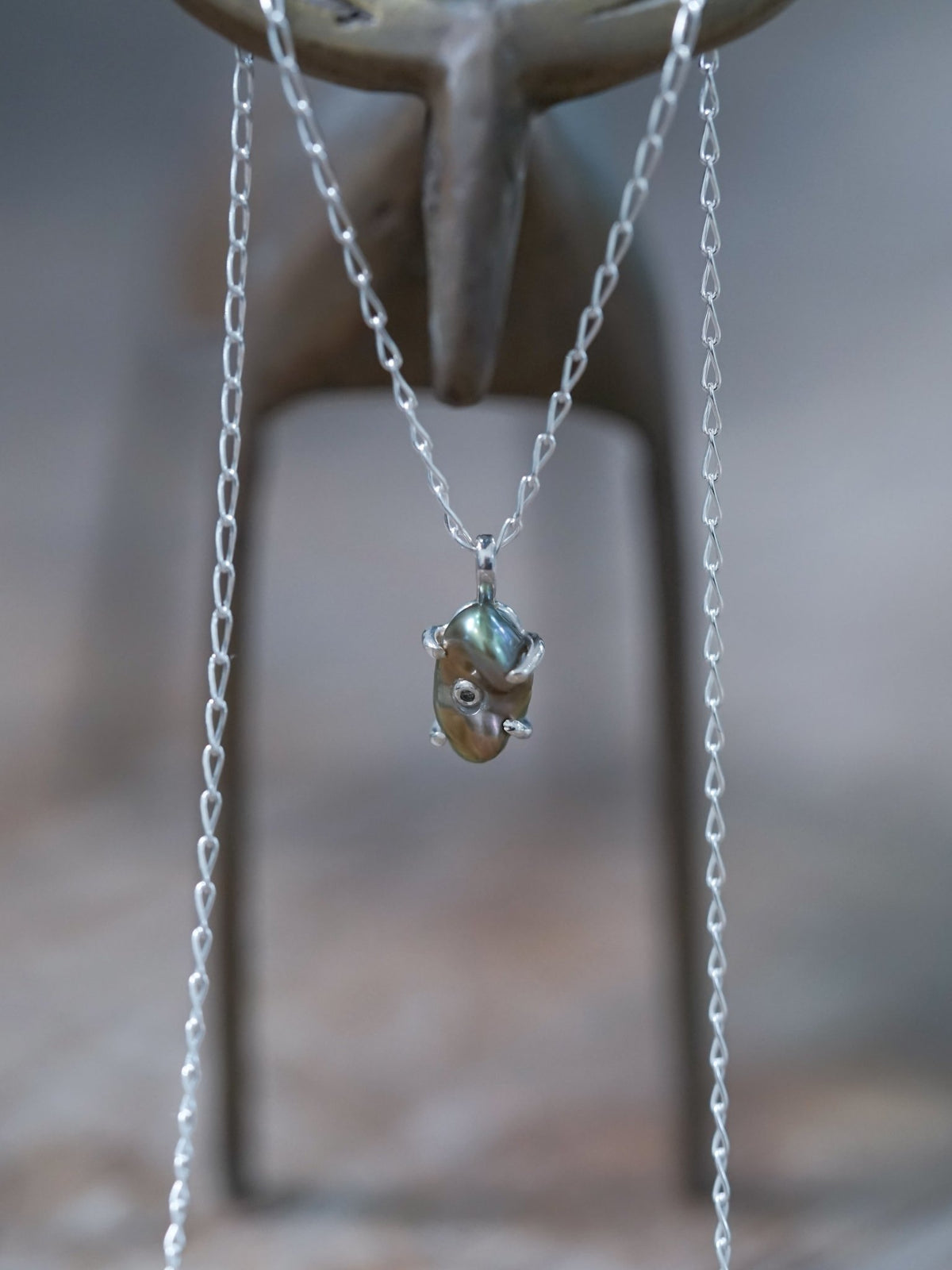 Keshi Pearl and Diamond Necklace - Gardens of the Sun | Ethical Jewelry
