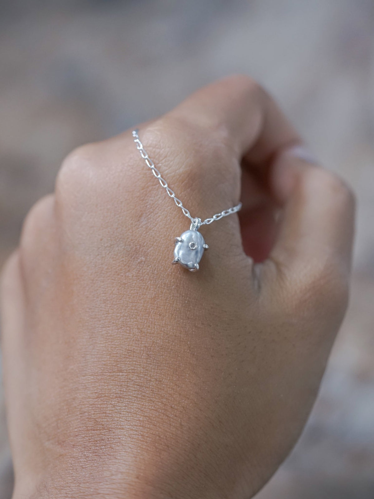 Keshi Pearl and Diamond Necklace - Gardens of the Sun | Ethical Jewelry