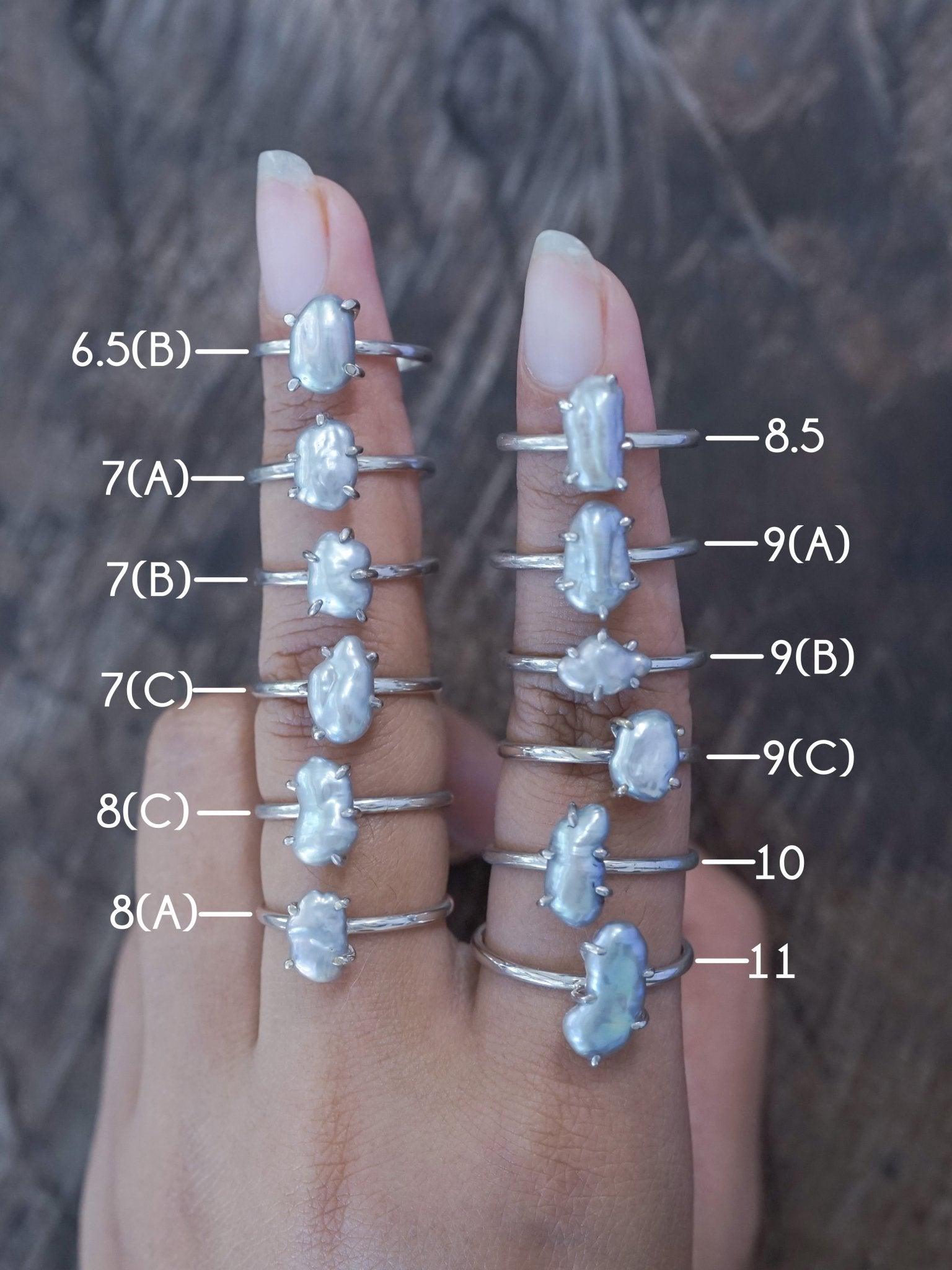 Sterling Silver Keshi Pearl Ring with Prongs - Gardens of the Sun