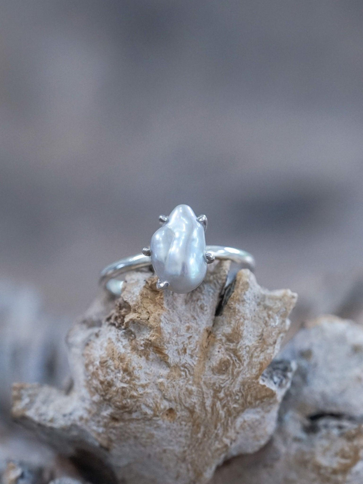 Keshi Pearl Ring with Prongs - Gardens of the Sun | Ethical Jewelry