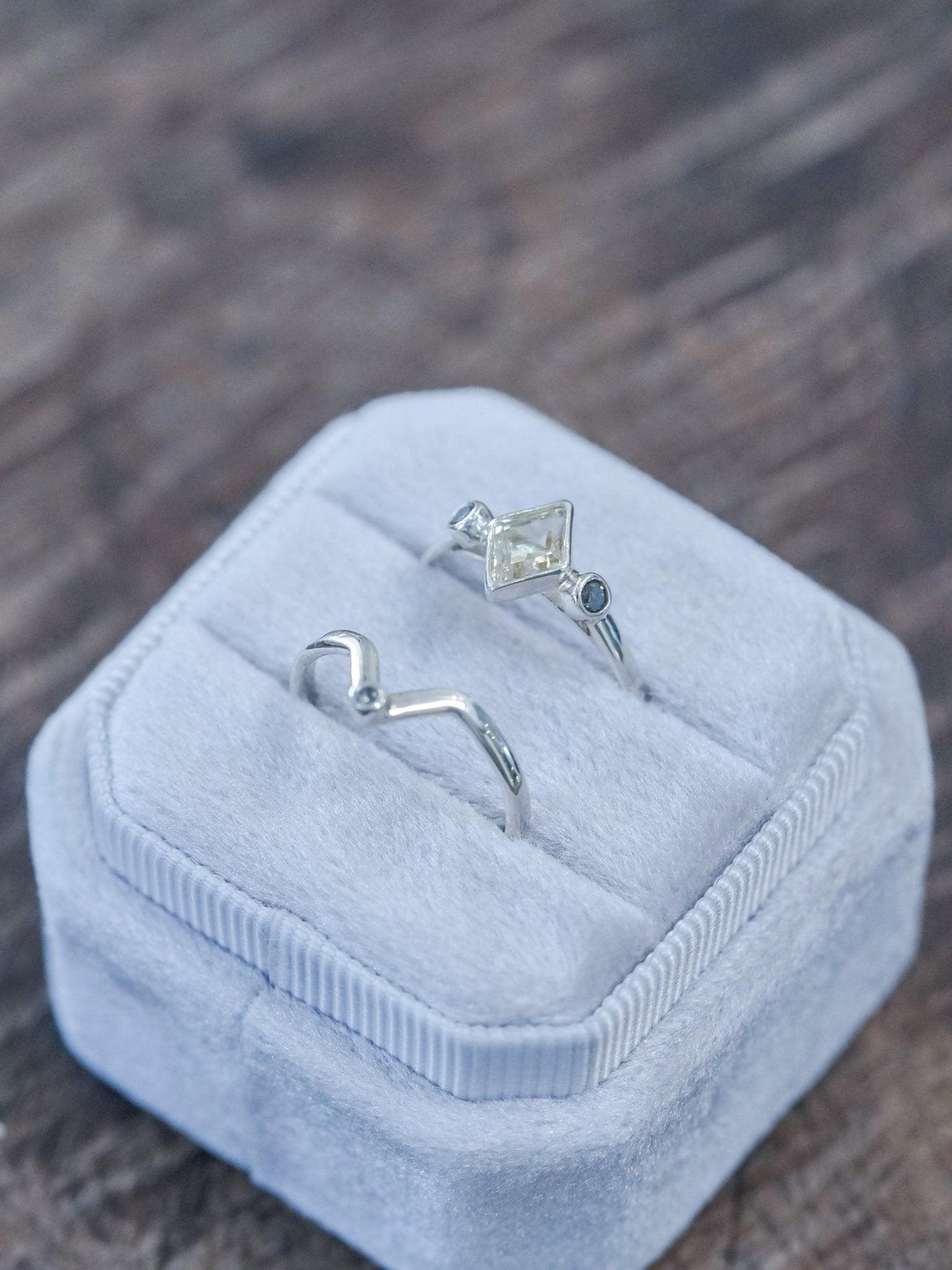 Kite Beryl and Salt and Pepper Diamond Ring Stack - Gardens of the Sun | Ethical Jewelry
