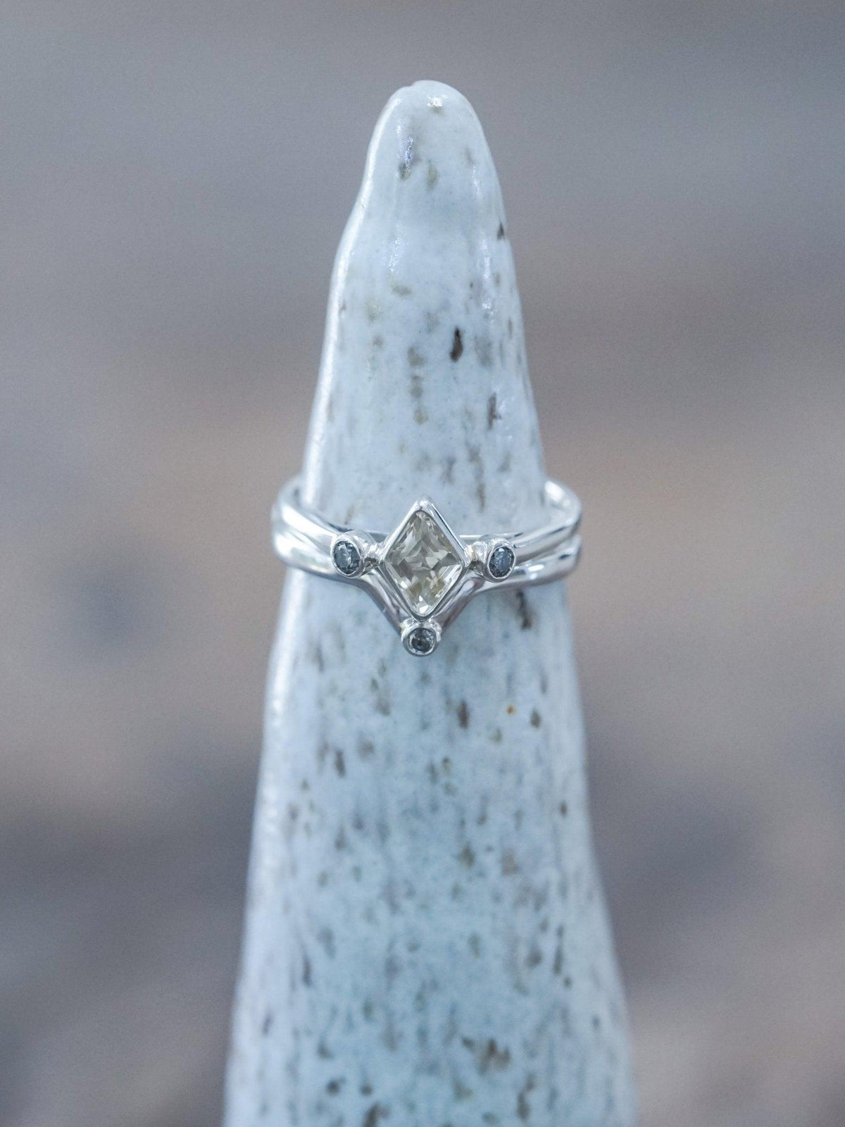 Kite Beryl and Salt and Pepper Diamond Ring Stack - Gardens of the Sun | Ethical Jewelry