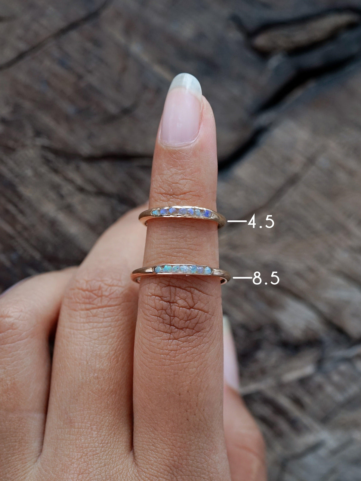 Rough Opal Ring with Hidden Gems in Rose Gold - Size 8.5 - Gardens of the Sun | Ethical Jewelry