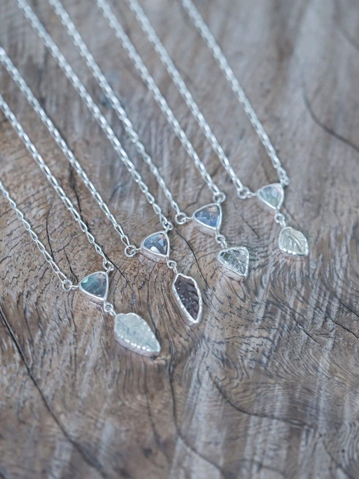 Labradorite and Tourmaline Leaf Necklace - Gardens of the Sun | Ethical Jewelry