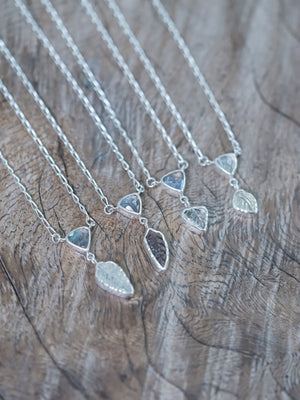 Labradorite and Tourmaline Leaf Necklace - Gardens of the Sun | Ethical Jewelry