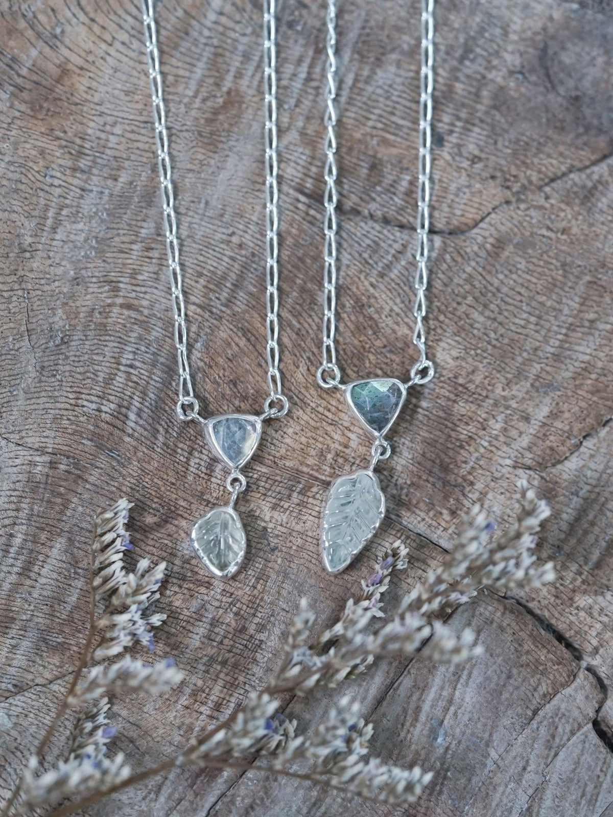 Labradorite and Tourmaline Leaf Necklace - Gardens of the Sun | Ethical Jewelry