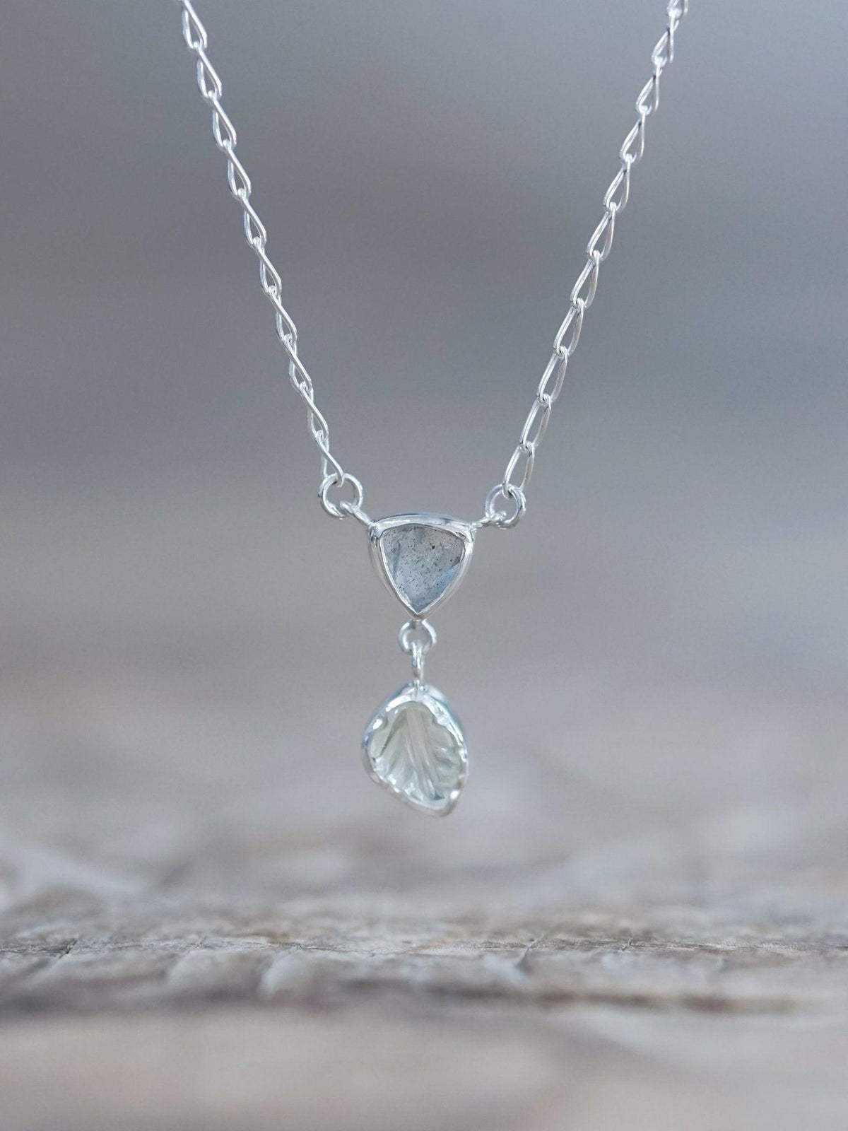 Labradorite and Tourmaline Leaf Necklace - Gardens of the Sun | Ethical Jewelry