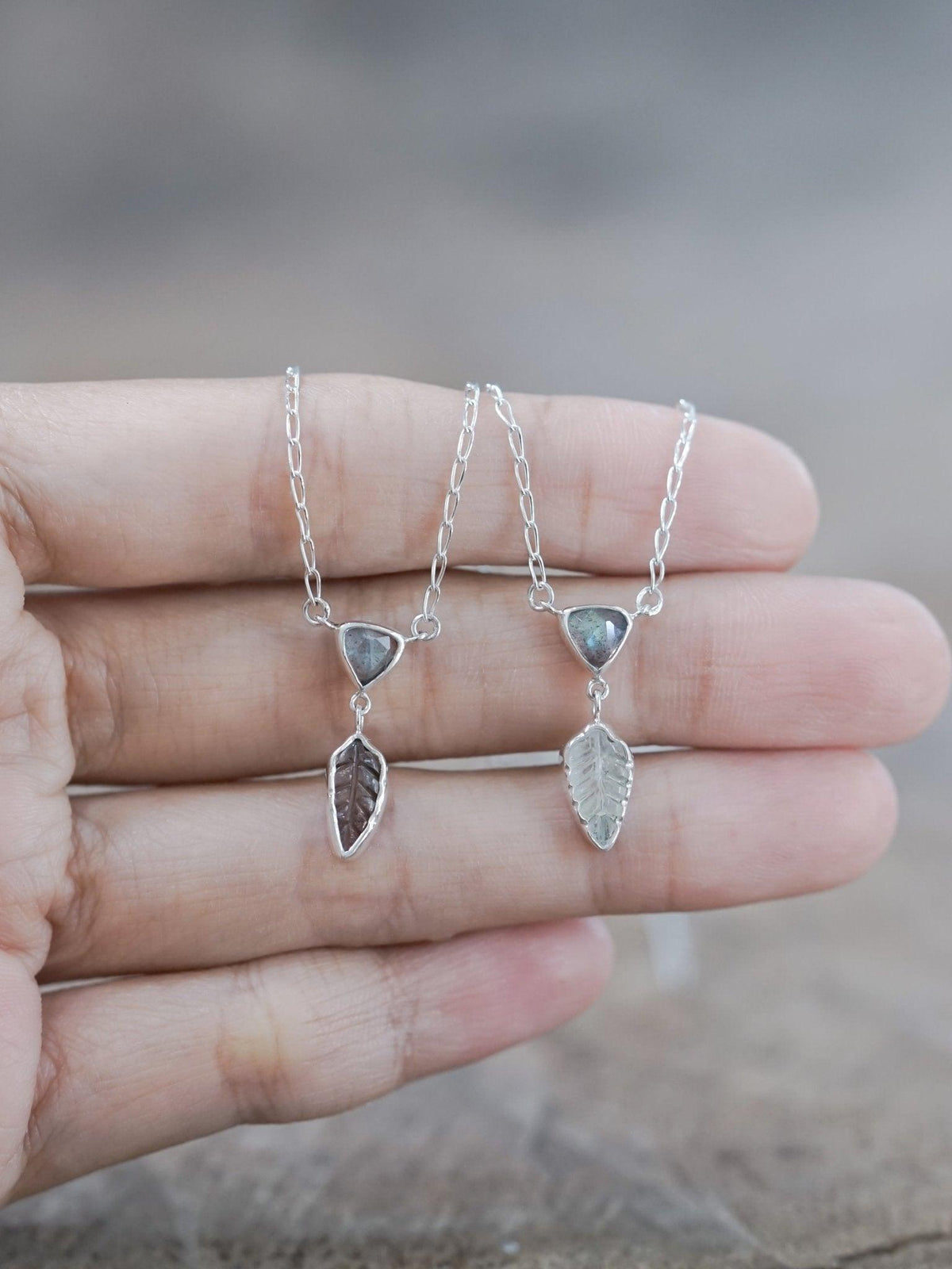 Labradorite and Tourmaline Leaf Necklace - Gardens of the Sun | Ethical Jewelry