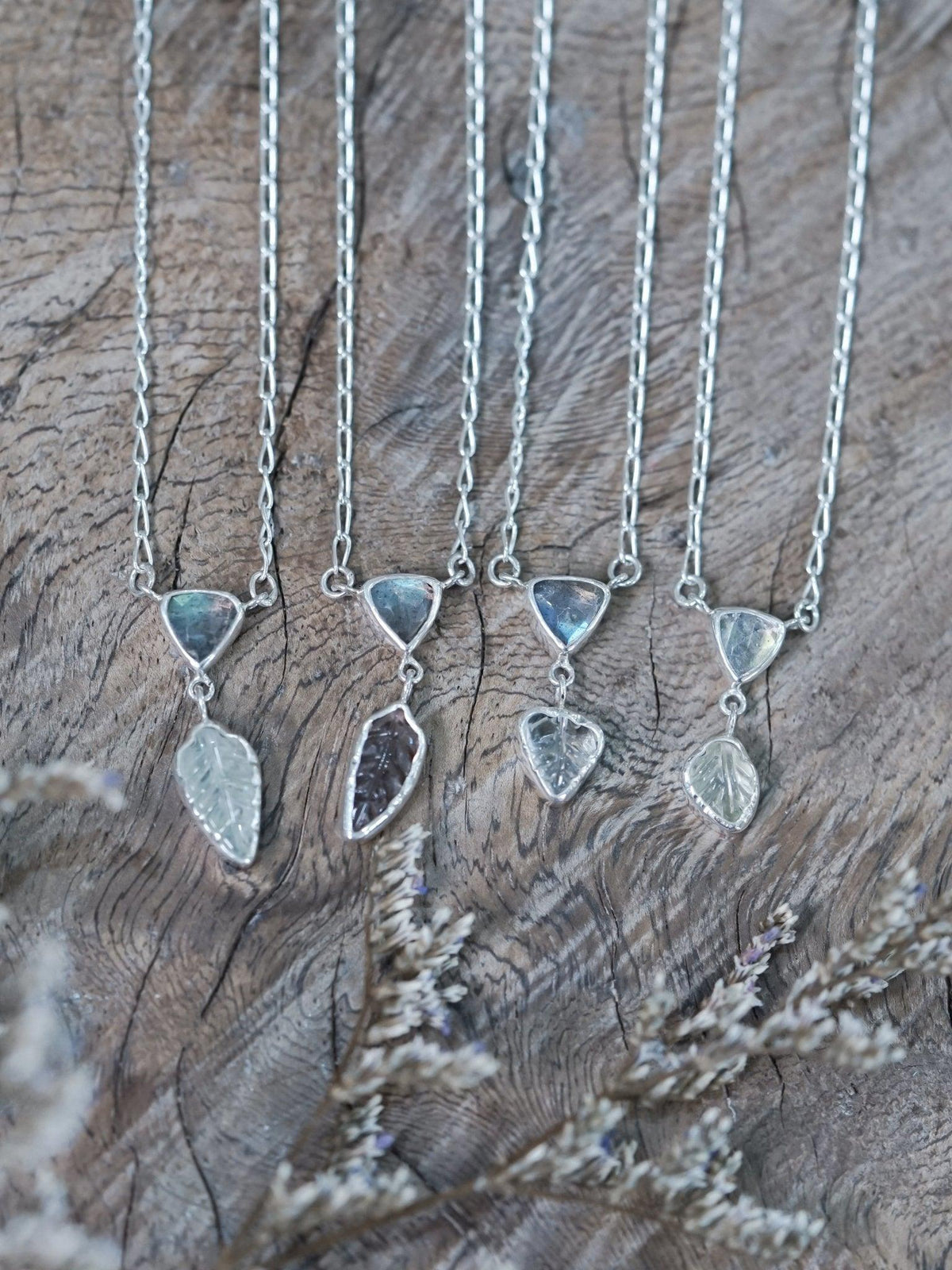 Labradorite and Tourmaline Leaf Necklace - Gardens of the Sun | Ethical Jewelry