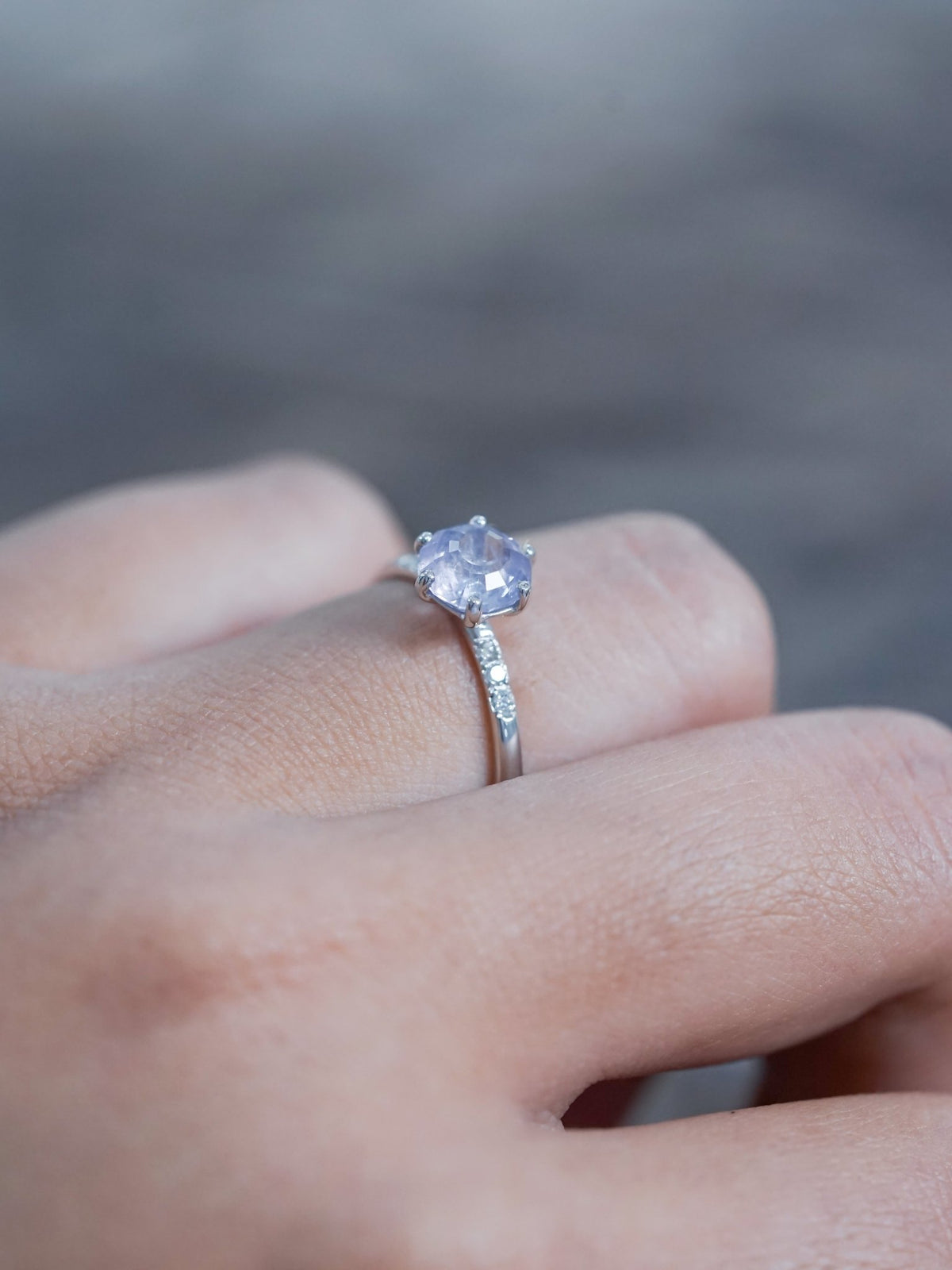 Lavender Sapphire Ring in White Gold - Gardens of the Sun | Ethical Jewelry