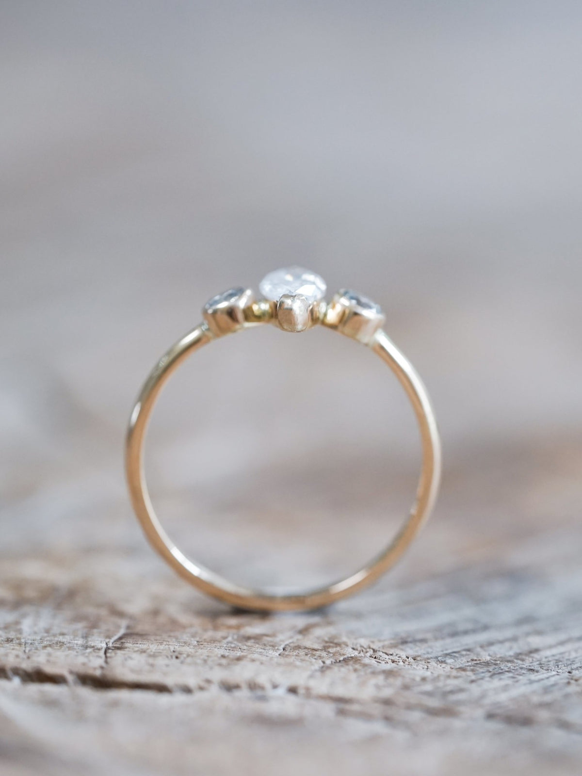 Marquise Salt and Pepper Diamond Ring in Ethical Gold - Gardens of the Sun | Ethical Jewelry