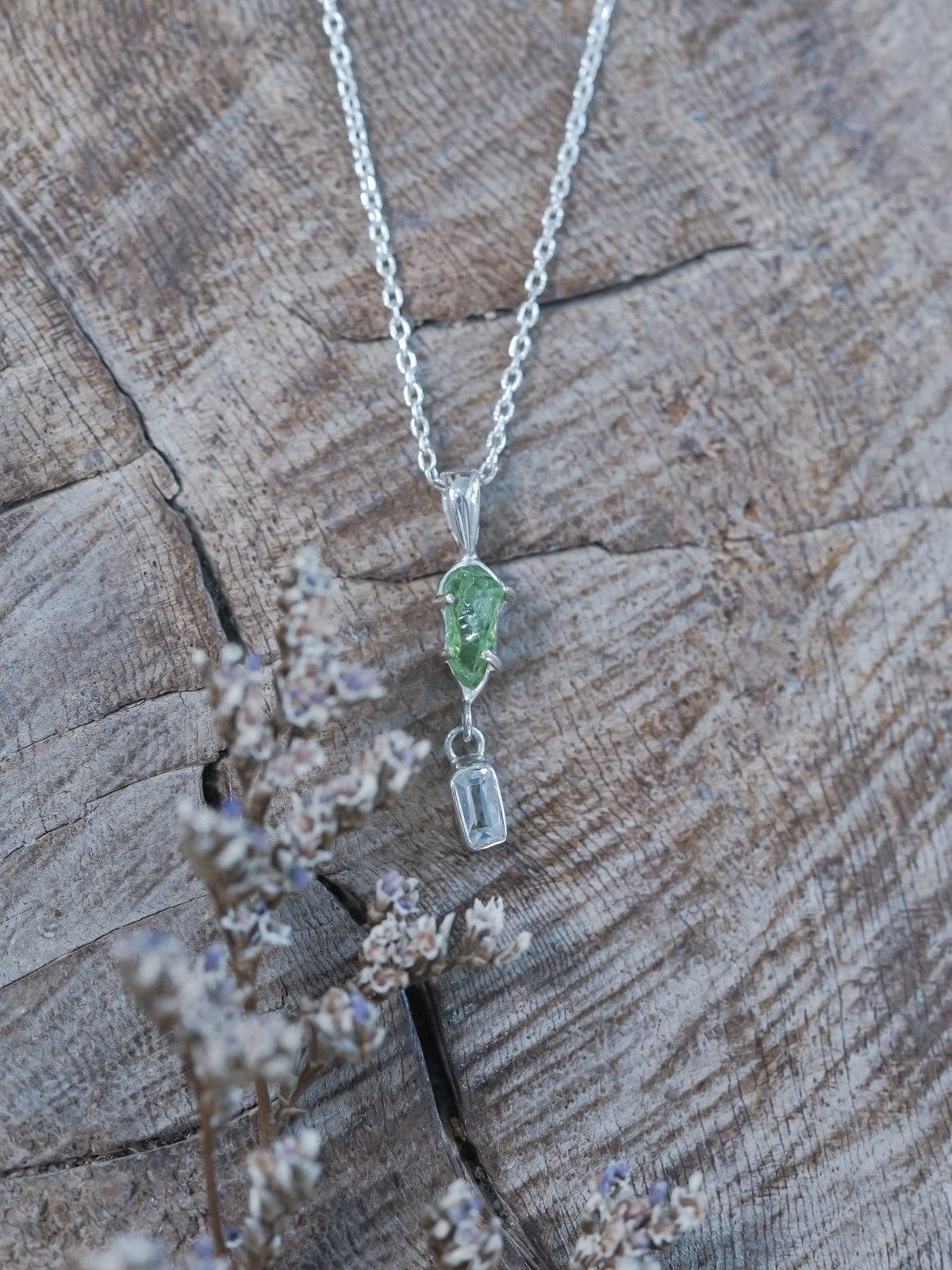 Merelani Mint Garnet and Aquamarine Necklace - Gardens of the Sun | Ethical Jewelry