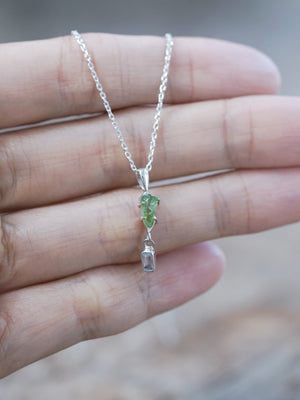 Merelani Mint Garnet and Aquamarine Necklace - Gardens of the Sun | Ethical Jewelry