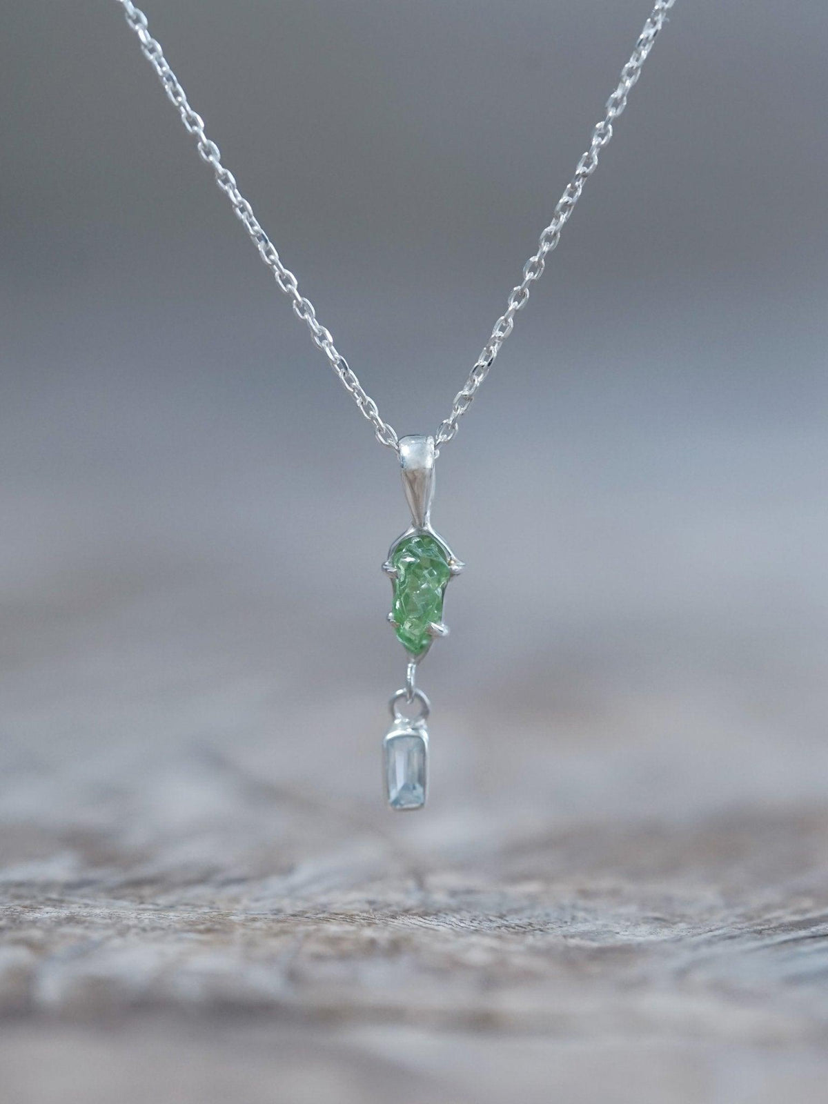 Merelani Mint Garnet and Aquamarine Necklace - Gardens of the Sun | Ethical Jewelry