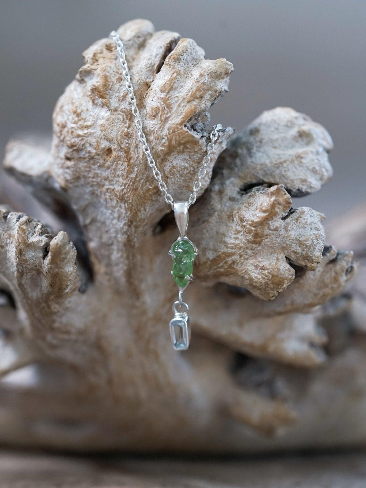 Merelani Mint Garnet and Aquamarine Necklace - Gardens of the Sun | Ethical Jewelry