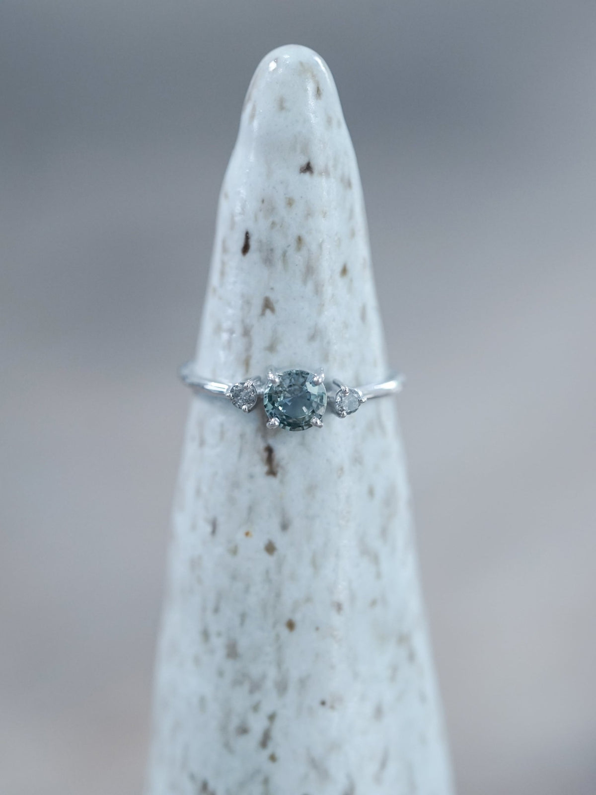 Mint Sapphire and Diamond Ring in Eco White Gold - Gardens of the Sun | Ethical Jewelry