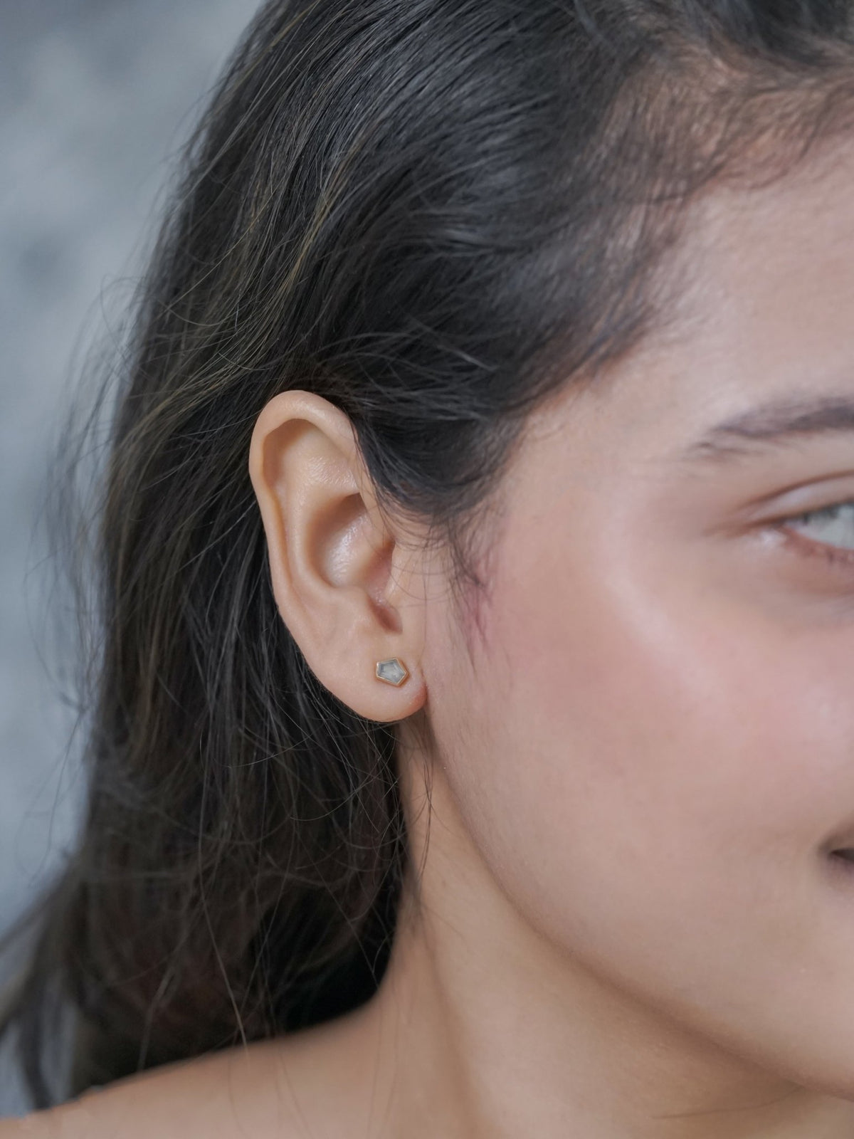 Mismatched Gray Diamond Earrings in Ethical Gold - Gardens of the Sun | Ethical Jewelry