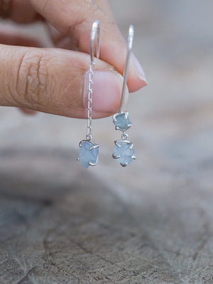 Mismatched Rough Sapphire Dangling Earrings - Gardens of the Sun | Ethical Jewelry