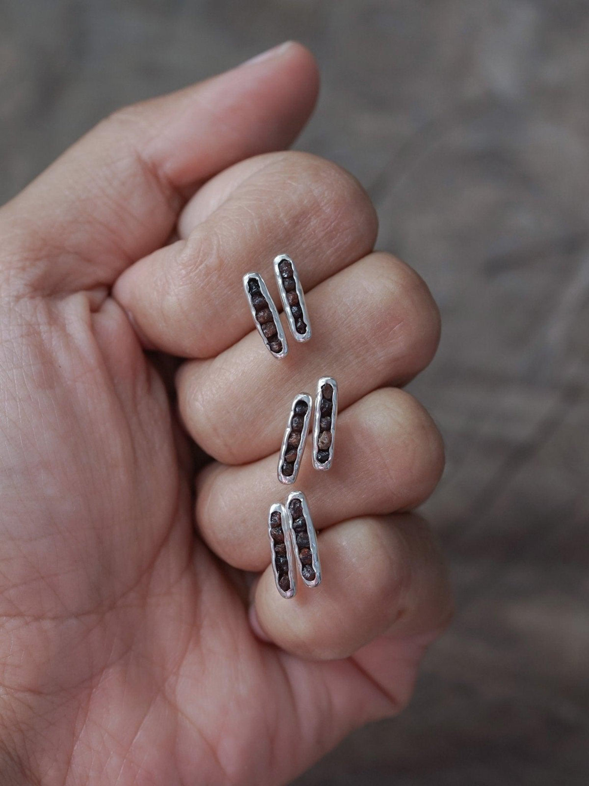 Montana Garnet Earrings with Hidden Gems - Gardens of the Sun | Ethical Jewelry