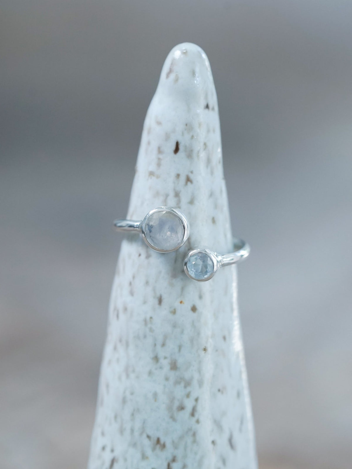 Moon and Back Moonstone and Aquamarine Ring - Gardens of the Sun | Ethical Jewelry
