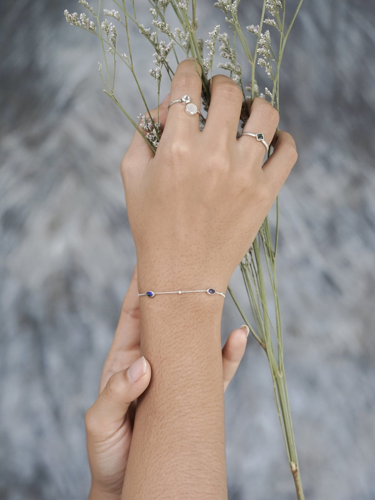 Moon and Back Moonstone and Aquamarine Ring - Gardens of the Sun | Ethical Jewelry