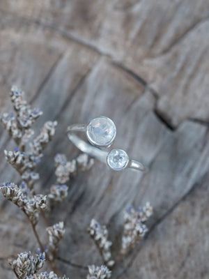 Moon and Back Moonstone and Aquamarine Ring - Gardens of the Sun | Ethical Jewelry