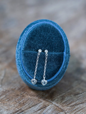 Moonstone and Aquamarine Heart Earrings - Gardens of the Sun | Ethical Jewelry