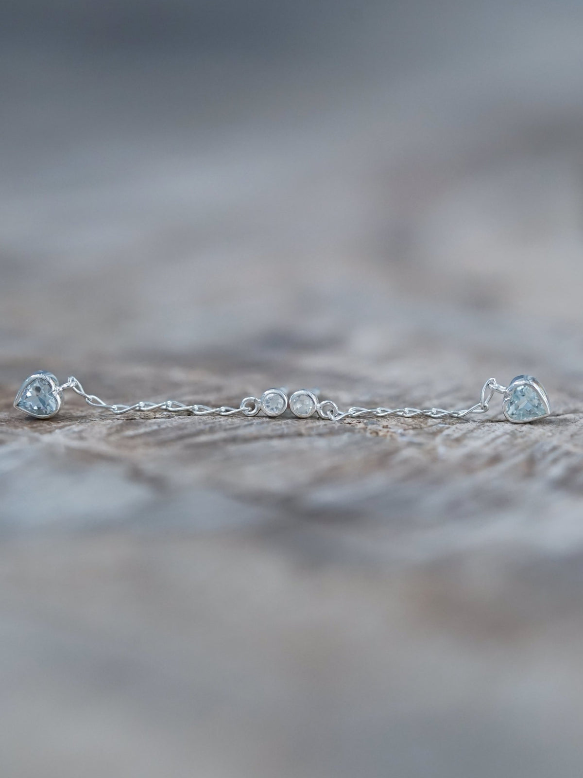 Moonstone and Aquamarine Heart Earrings - Gardens of the Sun | Ethical Jewelry