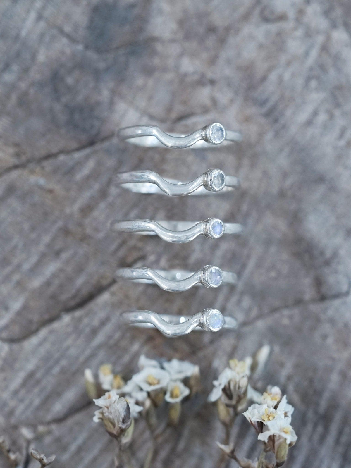 Moonstone Satellite Stacking Band - Gardens of the Sun | Ethical Jewelry