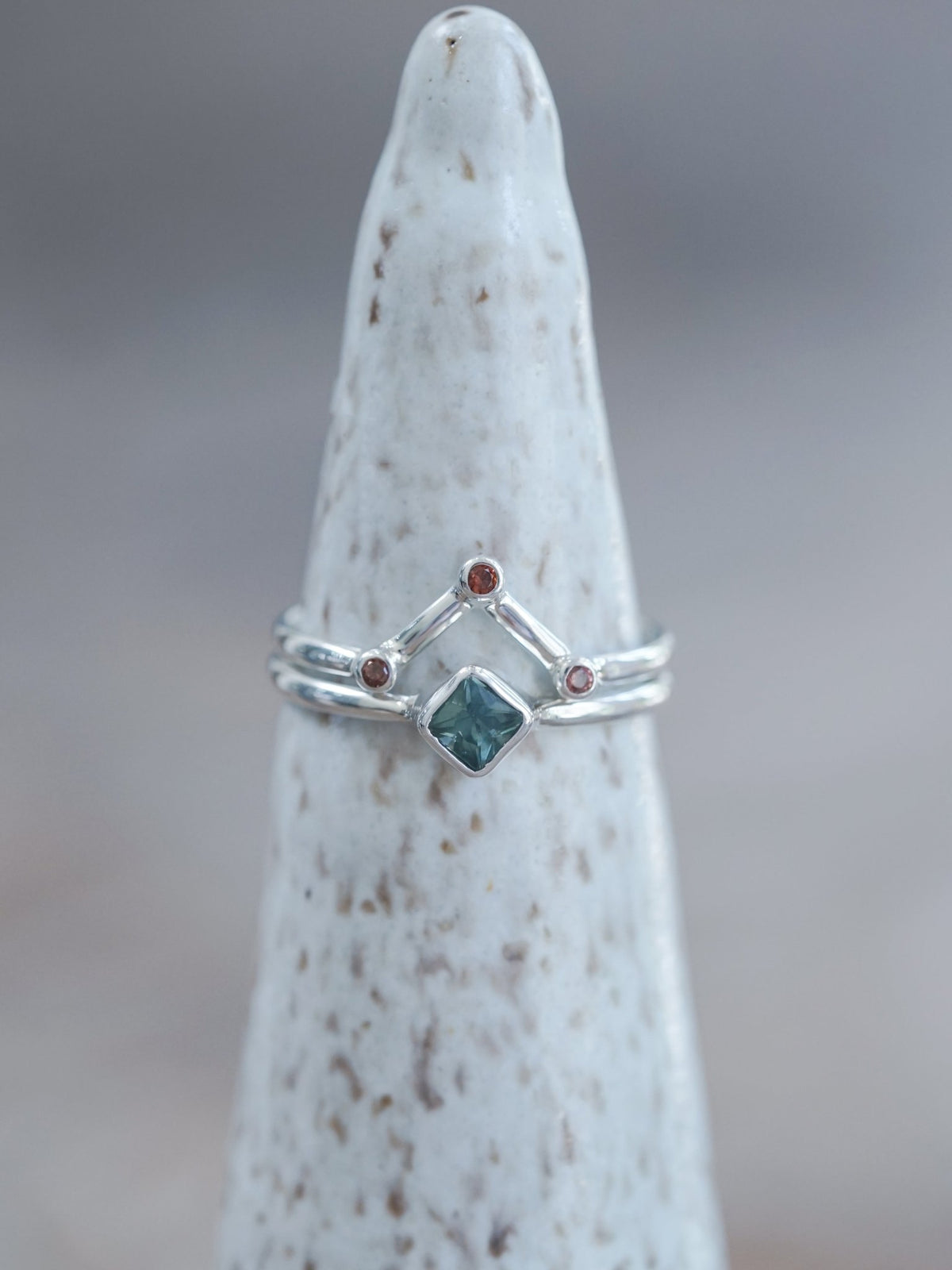 Nebula Sapphire and Garnet Ring Set - Gardens of the Sun | Ethical Jewelry