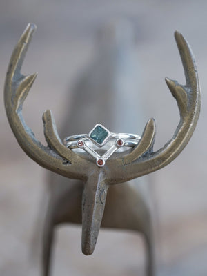 Nebula Sapphire and Garnet Ring Set - Gardens of the Sun | Ethical Jewelry