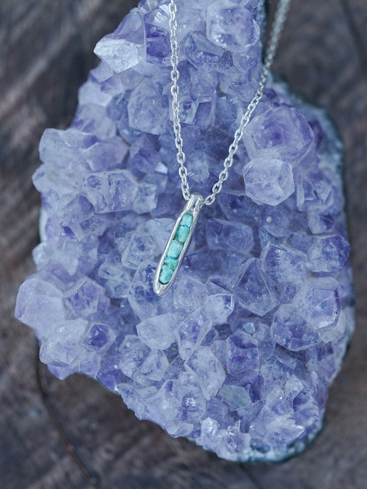 Nevada Turquoise Necklace with Hidden Gems - Gardens of the Sun | Ethical Jewelry