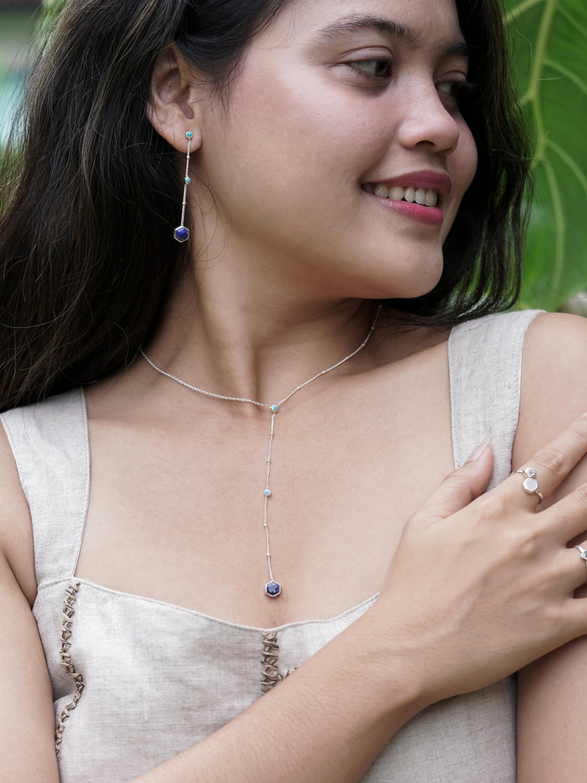 Night Constellation Nevada Turquoise and Lapis Lazuli Earrings - Gardens of the Sun | Ethical Jewelry