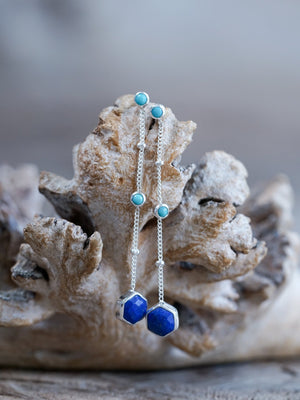 Night Constellation Nevada Turquoise and Lapis Lazuli Earrings - Gardens of the Sun | Ethical Jewelry