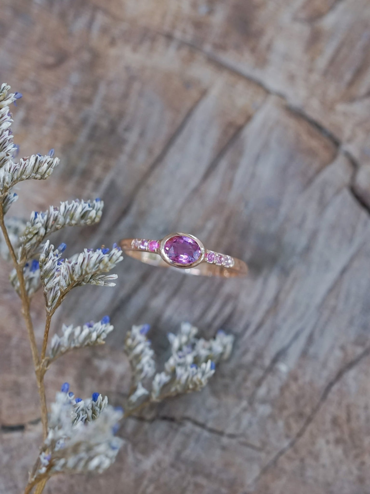 Ombre Pink Sapphire Ring in Rose Gold - Gardens of the Sun | Ethical Jewelry
