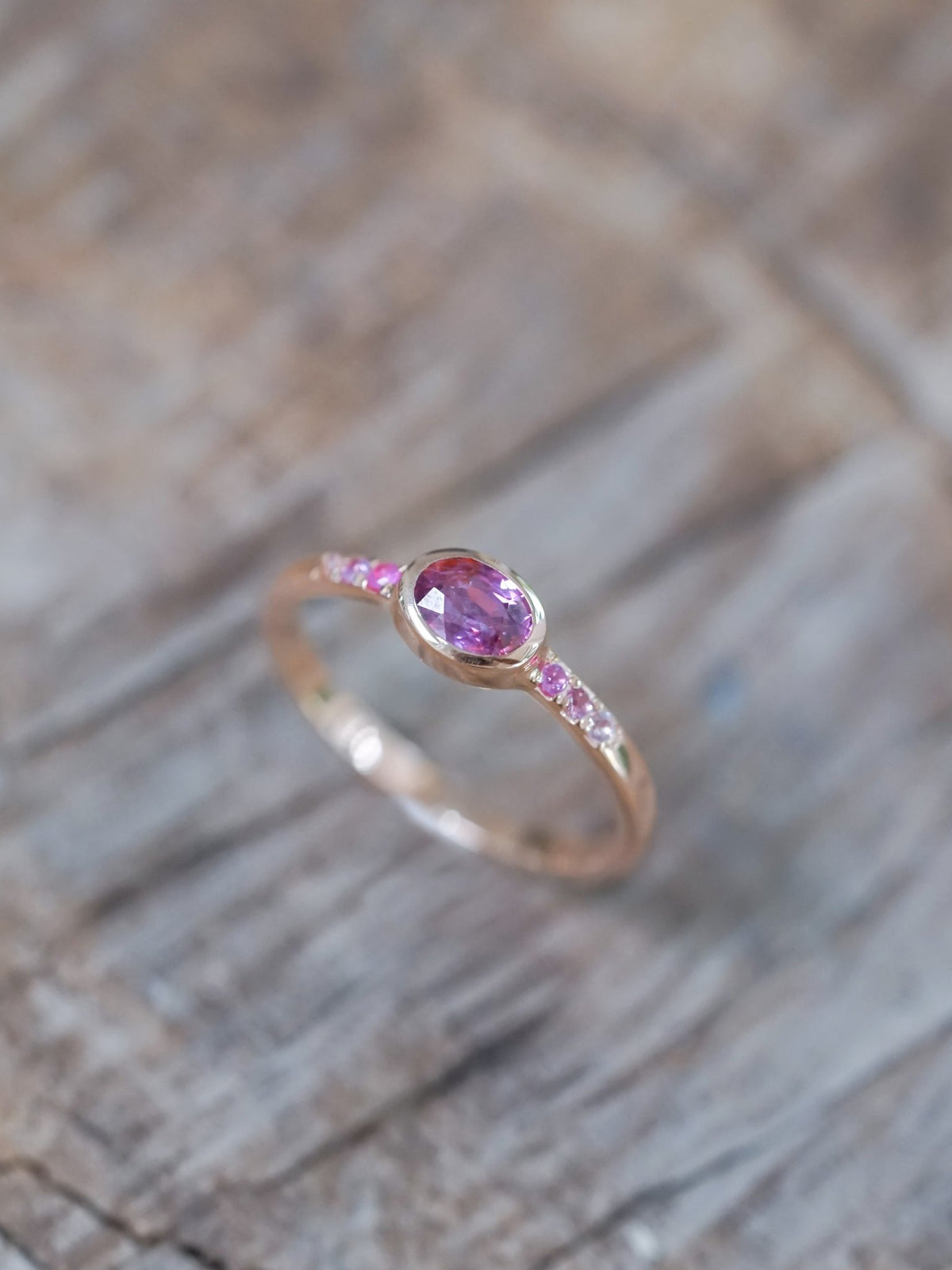 Ombre Pink Sapphire Ring in Rose Gold - Gardens of the Sun | Ethical Jewelry
