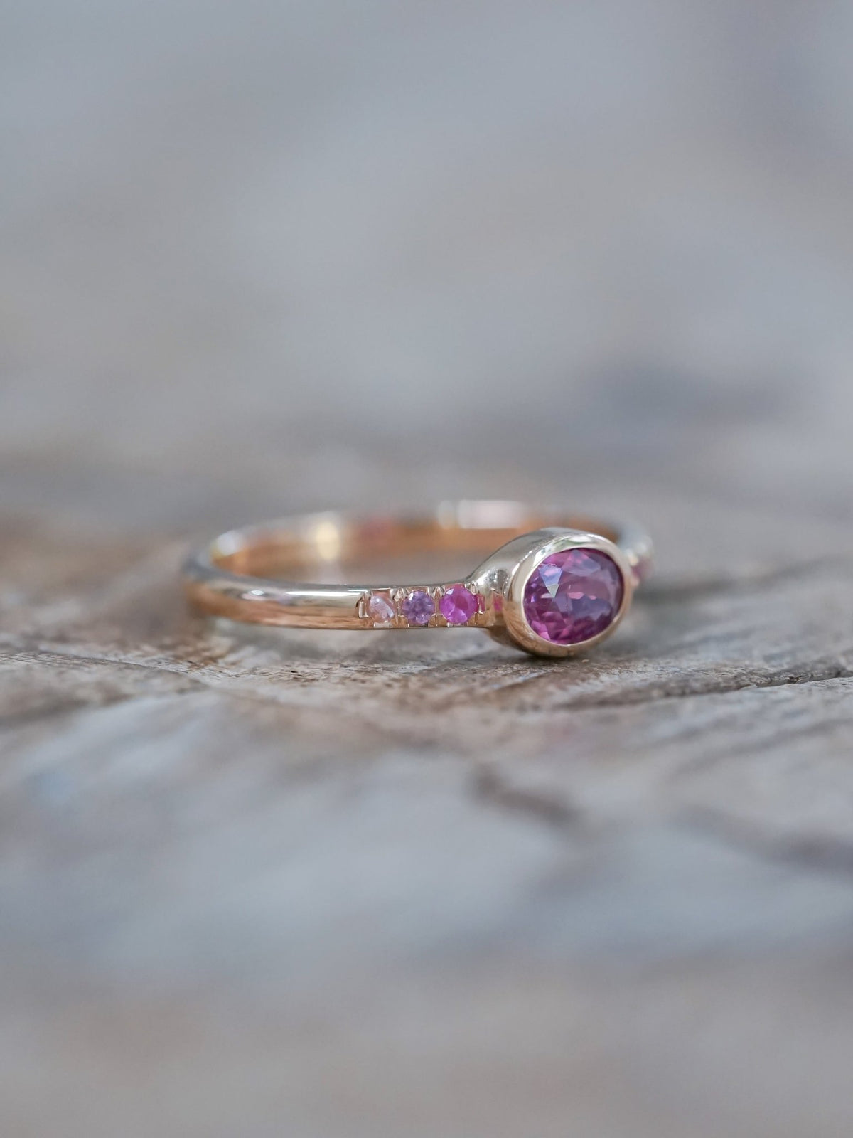 Ombre Pink Sapphire Ring in Rose Gold - Gardens of the Sun | Ethical Jewelry