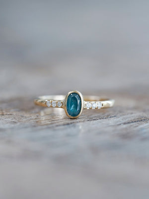 Oval Blue Diamond Ring in Ethical Gold - Gardens of the Sun | Ethical Jewelry