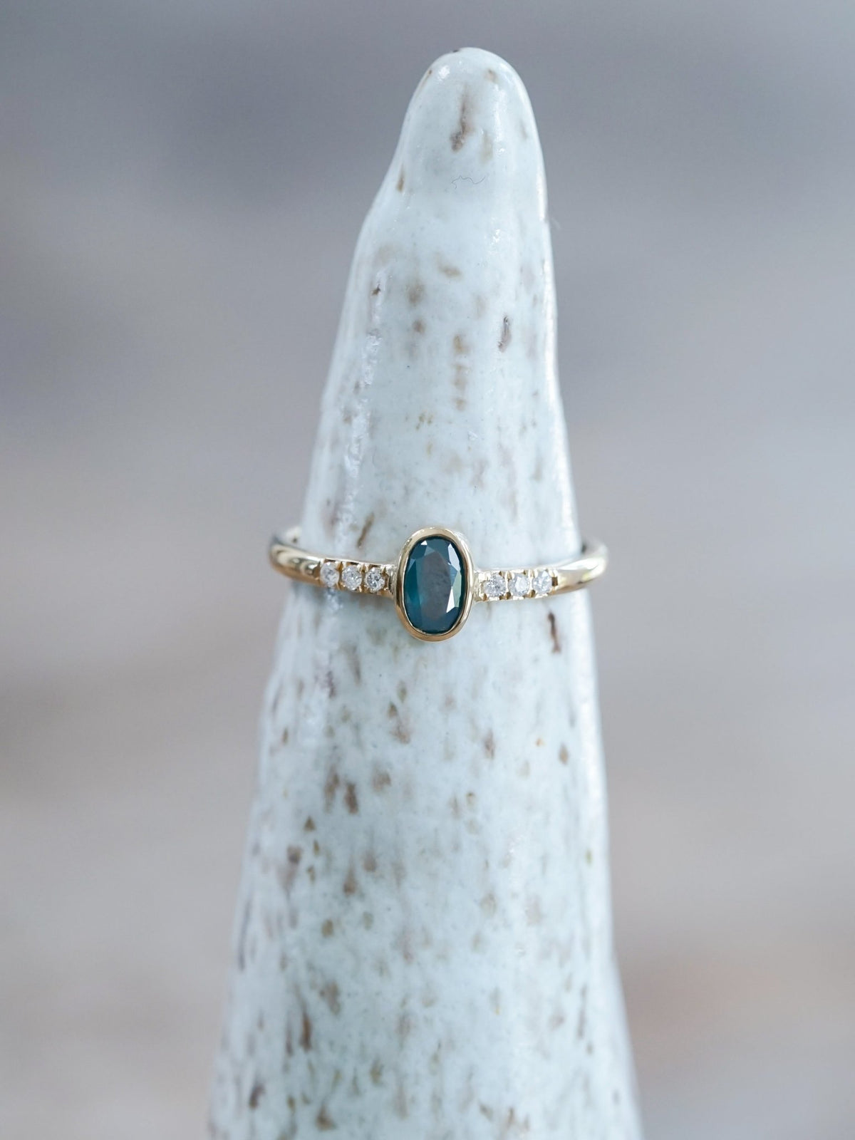 Oval Blue Diamond Ring in Ethical Gold - Gardens of the Sun | Ethical Jewelry