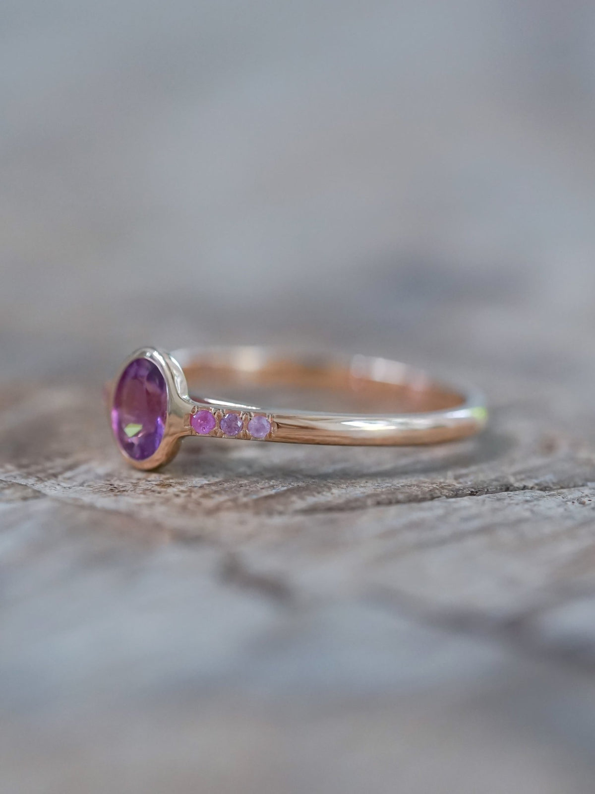 Oval Pink Sapphire Ring in Rose Gold - Gardens of the Sun | Ethical Jewelry