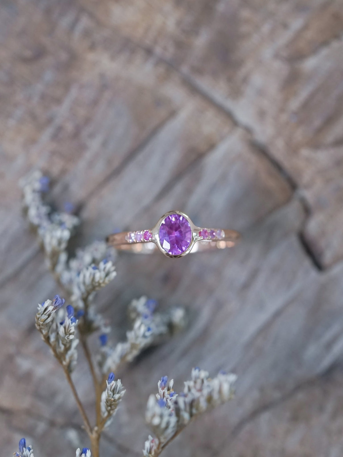 Oval Pink Sapphire Ring in Rose Gold - Gardens of the Sun | Ethical Jewelry