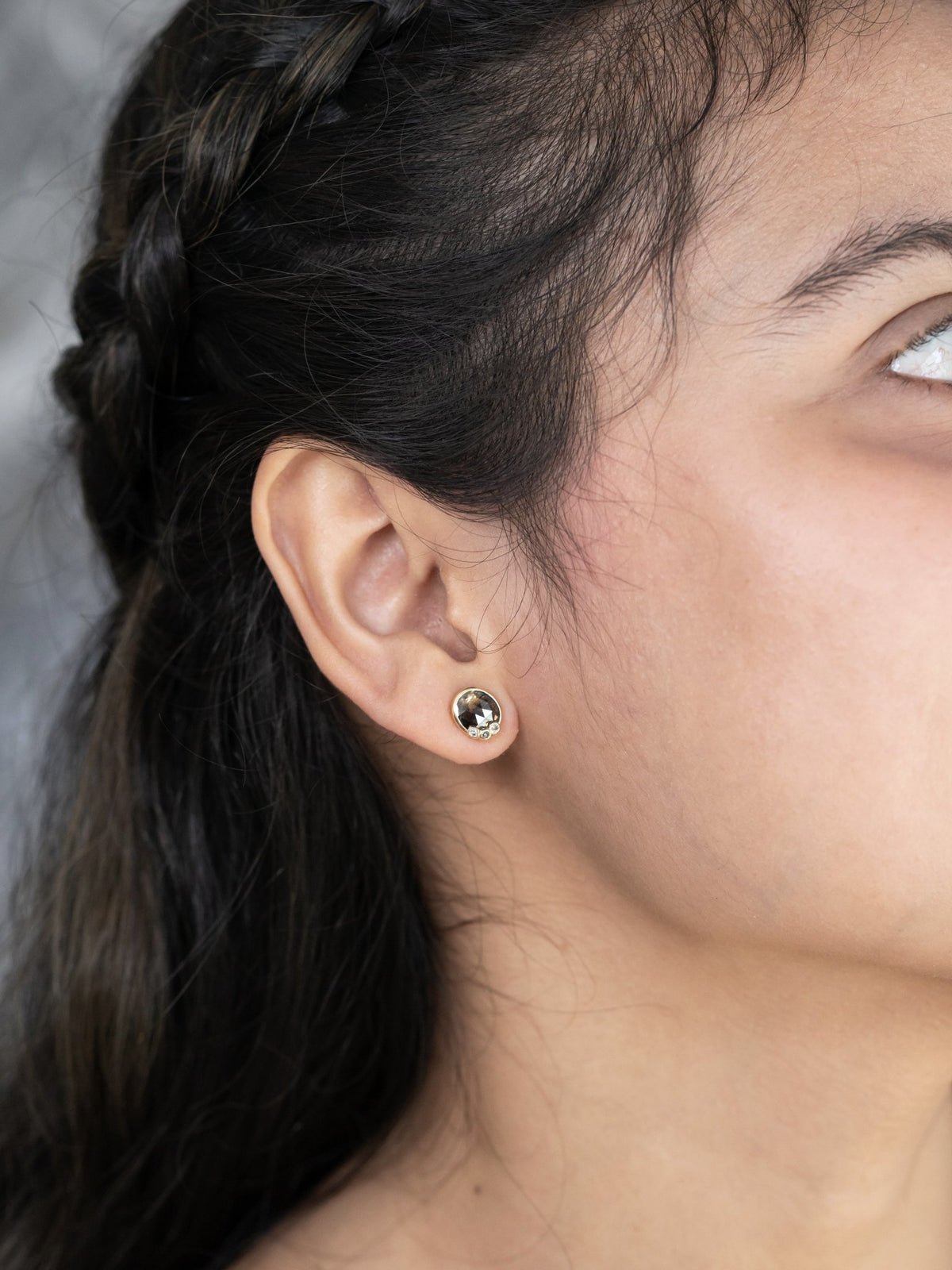 Oval Rustic Diamond Earrings in Ethical Gold - Gardens of the Sun | Ethical Jewelry