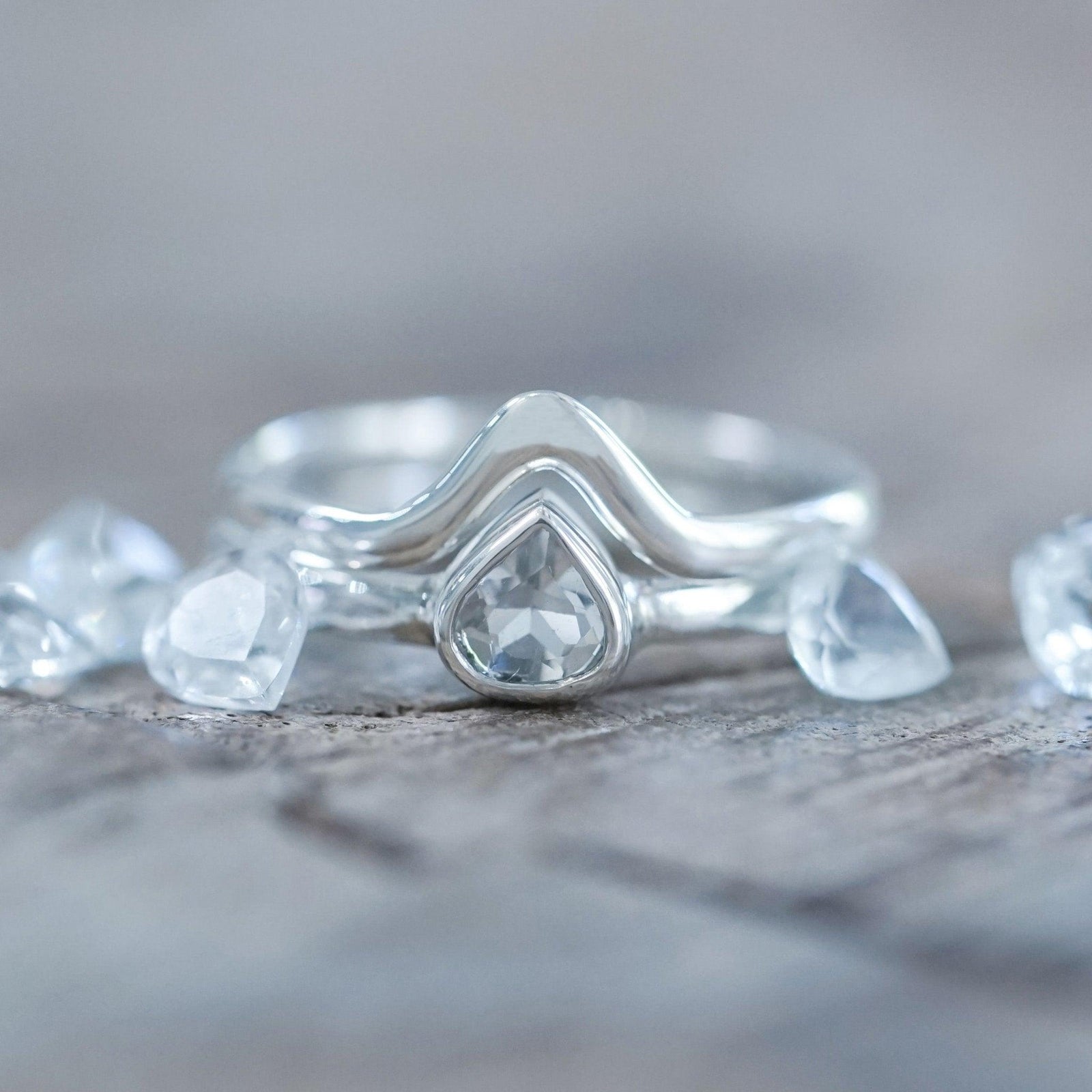 Pear Aquamarine Ring Set - Gardens of the Sun | Ethical Jewelry