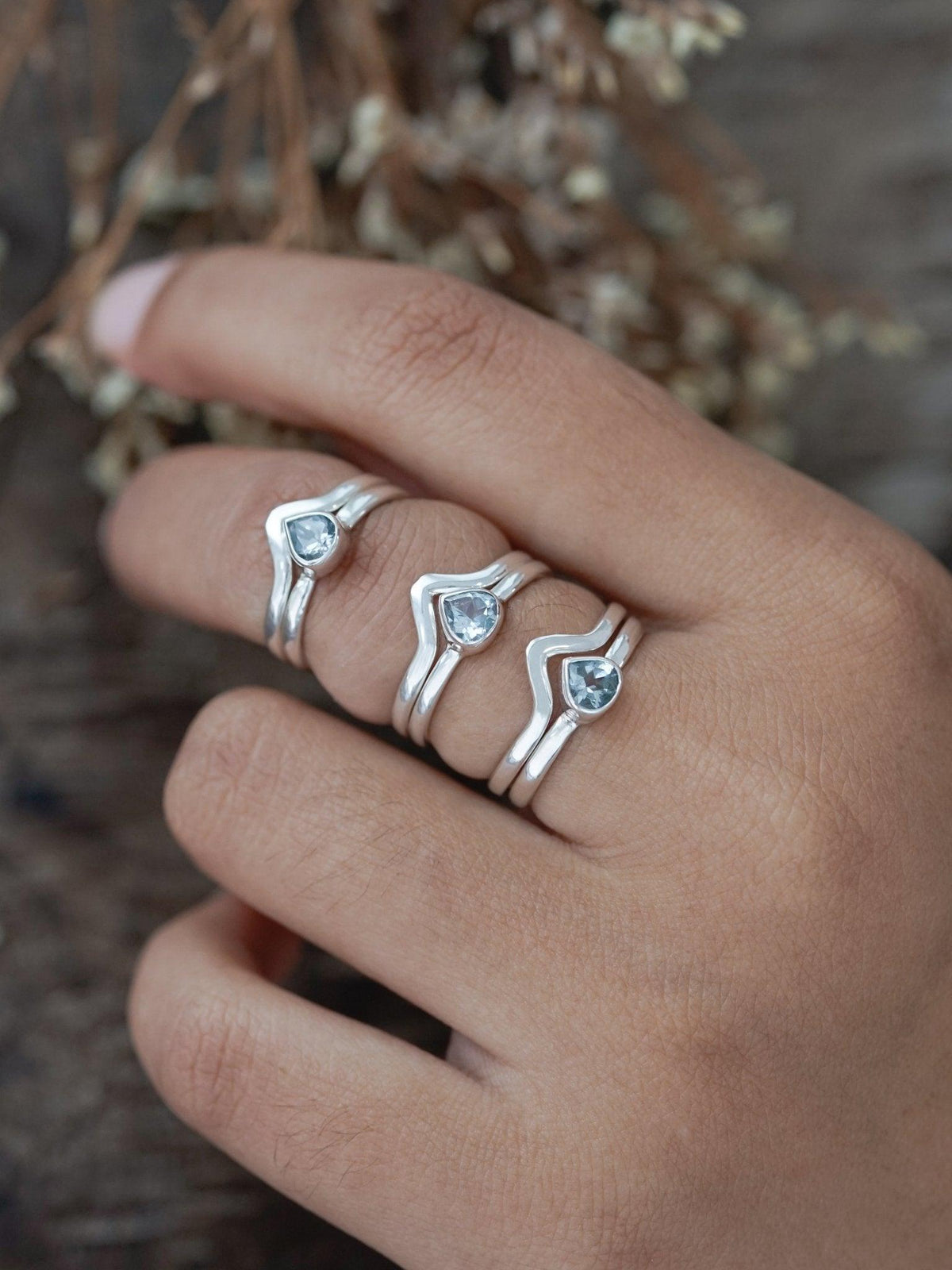 Pear Aquamarine Ring Set - Gardens of the Sun | Ethical Jewelry