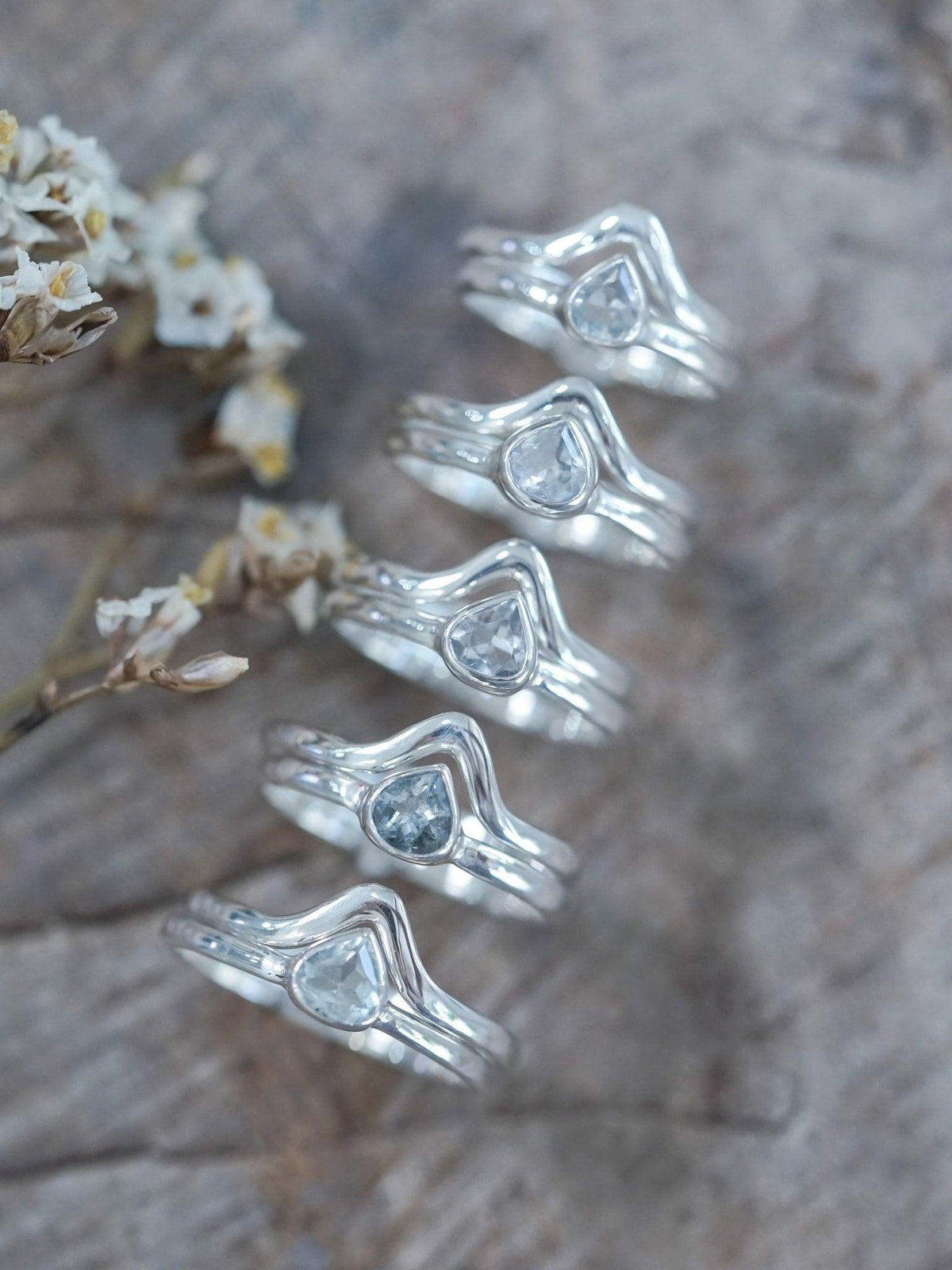 Pear Aquamarine Ring Set - Gardens of the Sun | Ethical Jewelry