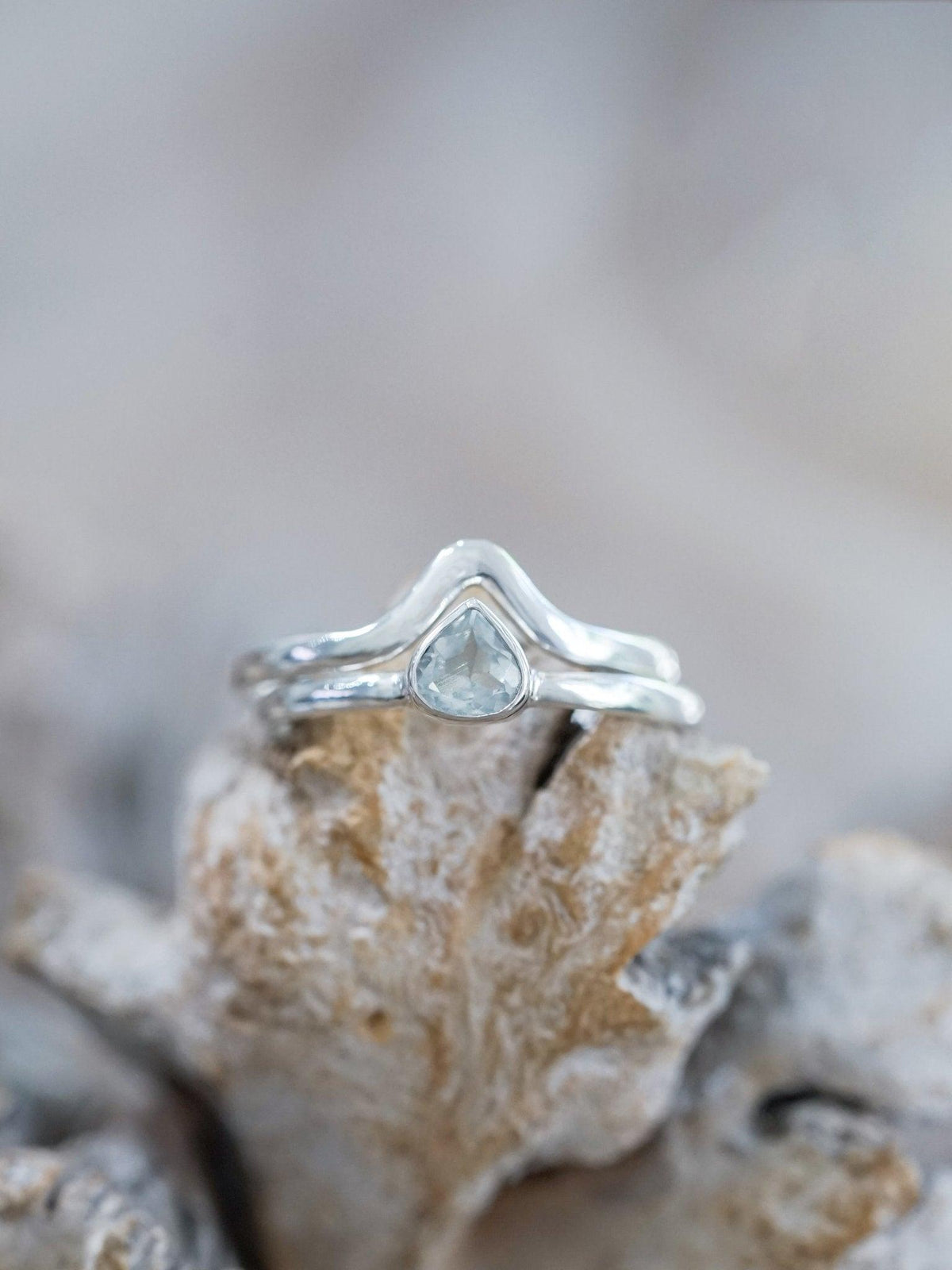 Pear Aquamarine Ring Set - Gardens of the Sun | Ethical Jewelry