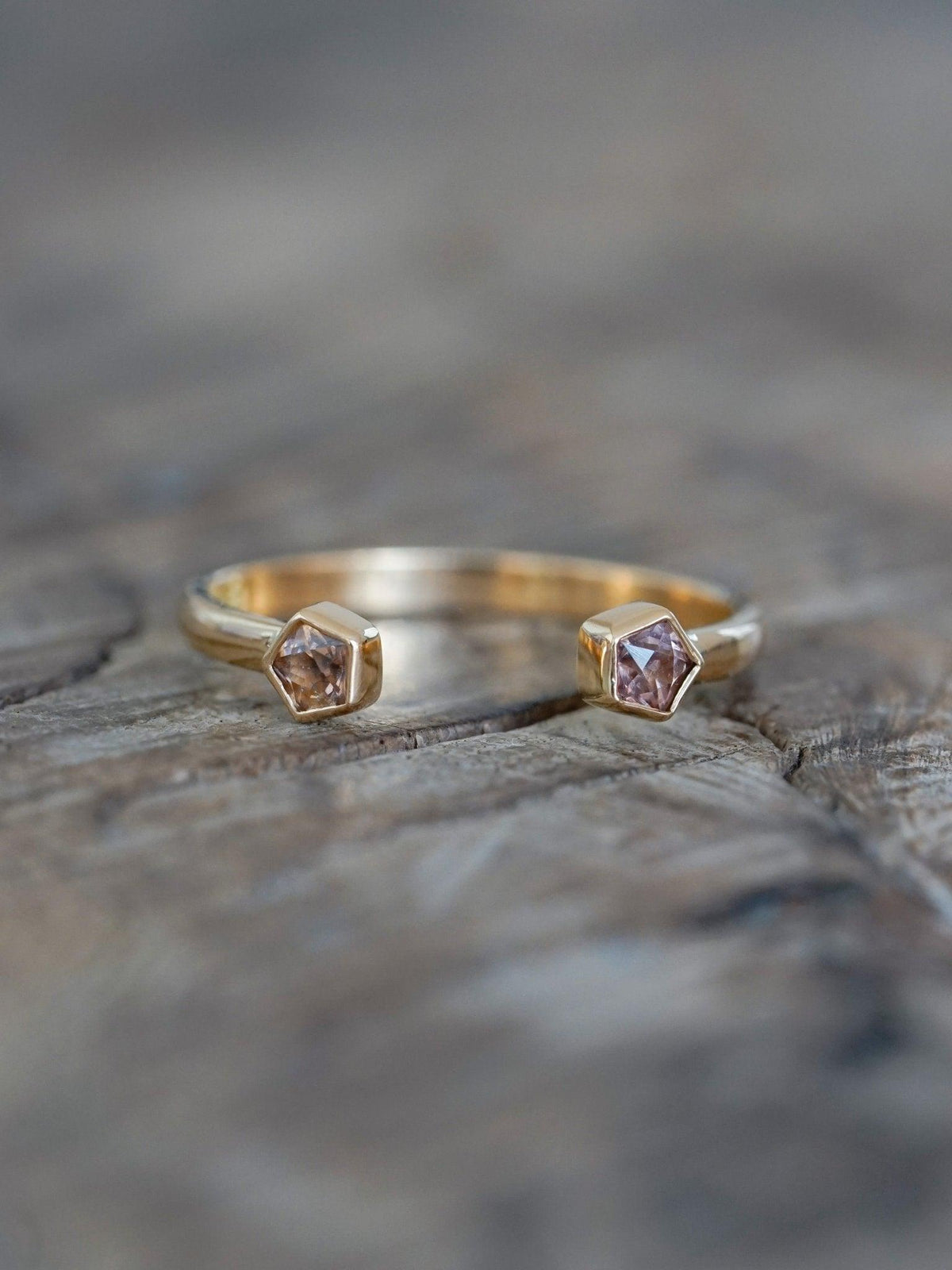 Pear Diamond and Spinel Ring Set in Eco Gold - Gardens of the Sun | Ethical Jewelry