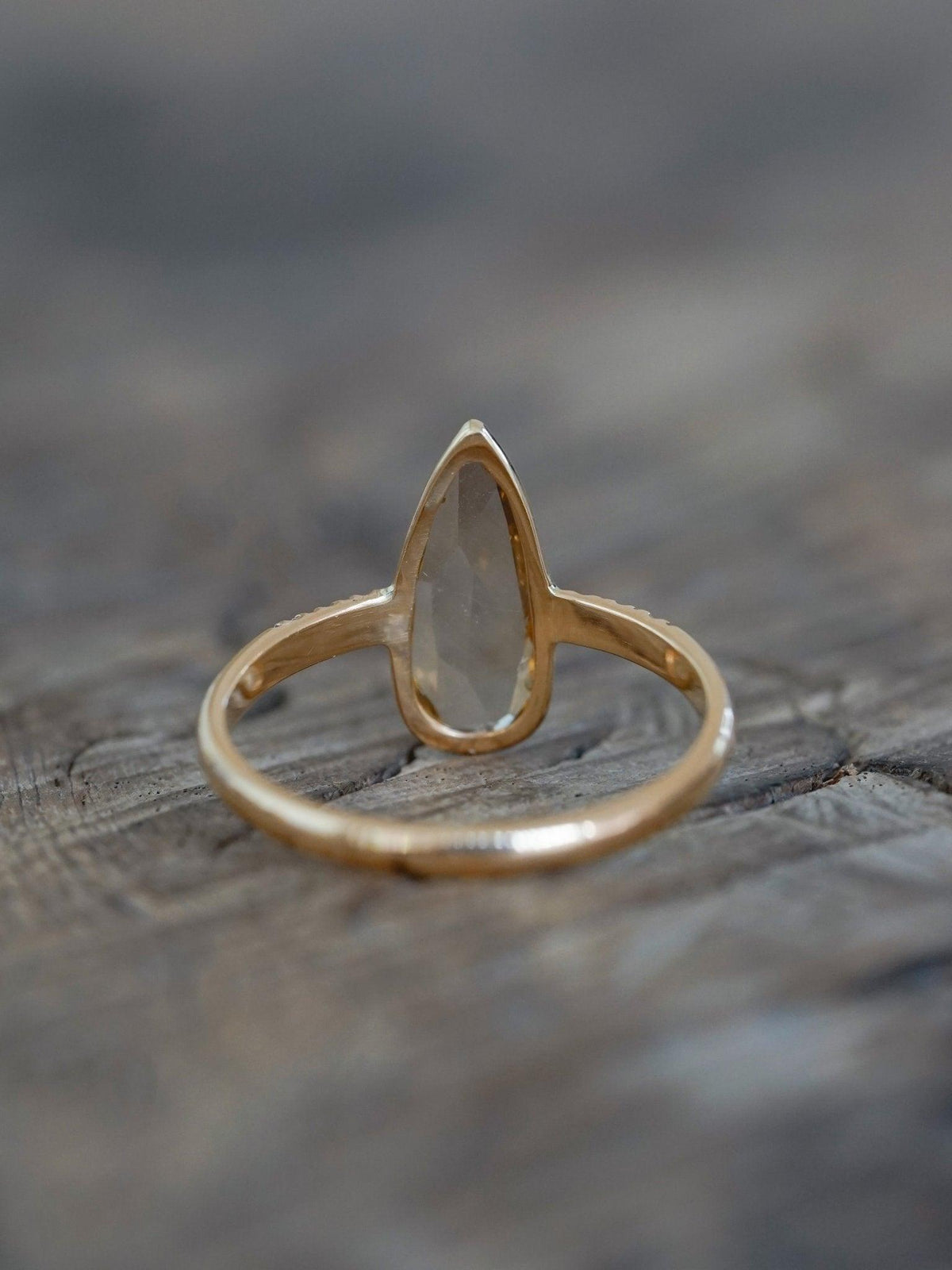 Pear Diamond and Spinel Ring Set in Eco Gold - Gardens of the Sun | Ethical Jewelry